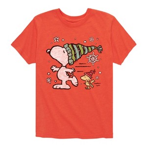 Boys' - Peanuts - Snoopy Woodstock Skate Short Sleeve Graphic T-Shirt - 1 of 4