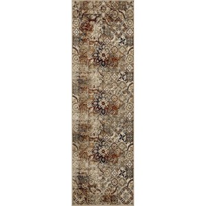 Vintage Traditional Distressed Floral Medallion Indoor Runner or Area Rug by Blue Nile Mills - 1 of 4