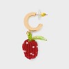 Seed Bead Strawberry Charm Hoop Drop Earrings - Wild Fable™ Gold/Red: Nickel-Free Metal, 1.75" Length - 3 of 3