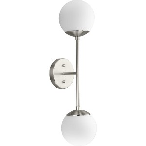 Progress Lighting Haas 2-Light Wall Bracket, Brushed Nickel, Opal Glass Globes, Design Series - 1 of 3