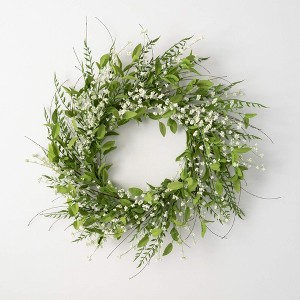 Sullivans Artificial 28" Lush Leaf Berry Wreath - 1 of 4