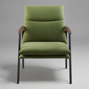 Art Leon Contemporary Retro Fusion Accent Armchair with Wooden Armrest - 1 of 4