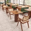 Modern Walnut Wooden Dining Chair,Dining Armrest Chair with Rubber Wood Frame,Rattan Accent Chair for Kitchen Living Room-Coolbibila - 3 of 4