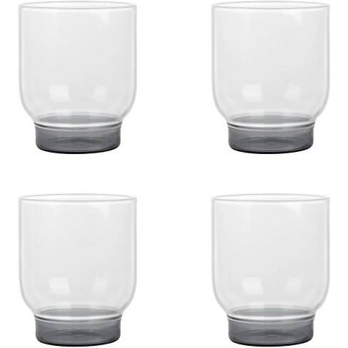 Elle Decor Set Of 4 Water Drinking Glasses, 12 Oz Whiskey Tumblers, Clear  Glass Cups With Heavy Weighted Colored Base : Target
