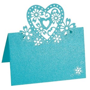 Unique Bargains Hollow Heart Shape Cut Design Favor Decor Table Name Place Cards 25 Pcs - 1 of 4