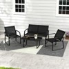 Tangkula 4 PCS Patio Conversation Set w/ Breathable Fabric Seat Tempered Glass Tabletop - 2 of 4