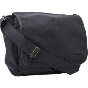 Generic Black Original Heavyweight Cotton Canvas Classic Heavyweight Military Messenger Bag + Streamer - 1 of 4