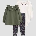 Carter's Just One You® Baby Girls' Floral Top & Bottom Set - Olive Green