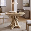 Felipa Rustic Farmhouse Natural Solid Wood Round Cross-buck Base Dining Table for 4|ARTFUL LIVING DESIGN-Natural - 3 of 4