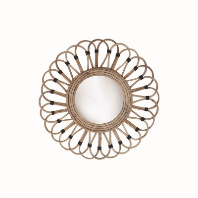 19 inch Diameter Round Wrapped Rattan Wall Mirror - Foreside Home & Garden