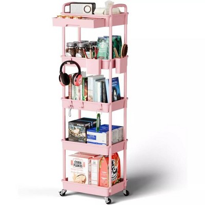 MaseiKar Rolling Utility Cart with Drawer, Utility Cart Made of Multifunctional Storage Organizer Tool for Kitchen, Bathroom, Living Room, Office