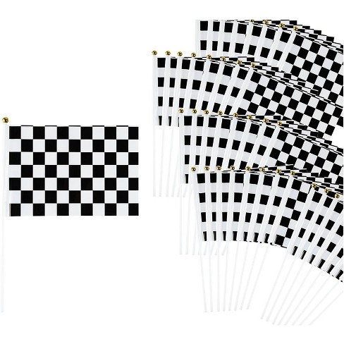 Blue Panda 50 Pack Handheld Checkered Racing Stick Flag For Race Car ...