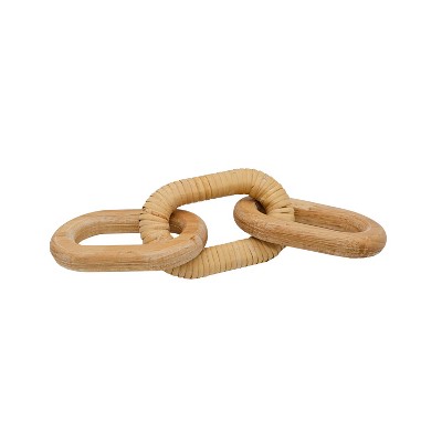 Adele Rattan Wrapped Decorative Chain Natural Wood Tabletop Accent Piece