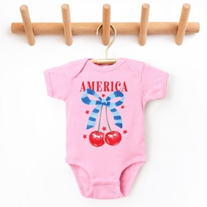 The Juniper Shop Coquette America Cherries Baby Short Sleeve Bodysuit - 1 of 4