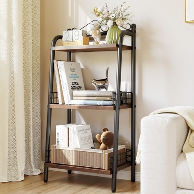3 Tier Bathroom Ladder Shelf, Free Standing Storage Shelf Organizer,Tower Shelf, Small Bookshelf Open Shelving Unit ,Gray