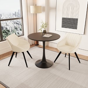 Spassway 3-Piece Dining Table Set 32" Round MDF Dining Table with 2 Swivel PU Dining Chairs for Small Living Room Dining Room - 1 of 4