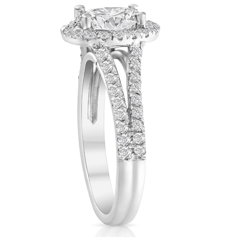 Pompeii3 1.75Ct Diamond & Oval Moissanite Engagement Wedding Ring Set 14k White Gold, 2 of 5