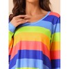 cheibear Women's Cotton Rainbow-Stripe Long Sleeves Lounge with Pants Pajama Set - 4 of 4
