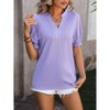 Coolmee Women Summer/Spring Puff Short Sleeve Tops Dressy Casual V-Neck T-Shirts Texture Pattern Cute Blouse for Work - 2 of 4