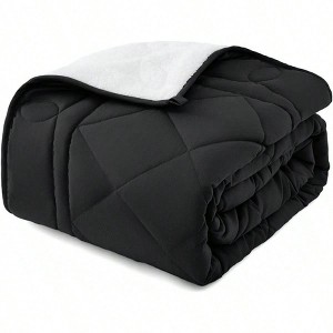 Reversible Weighted Blanket, Cooling Heavy Blanket for Adults, Twin Size 15lbs, 48''x72'', Black - 1 of 4