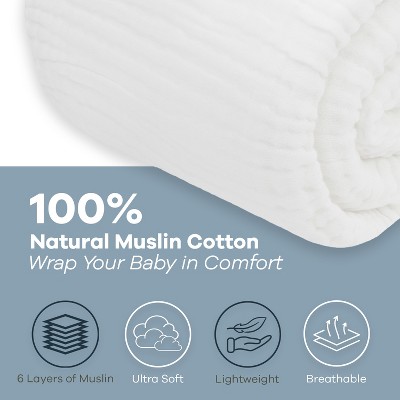 Cottony Bliss Twin-Sized White Muslin Throw - Reversible and Washable