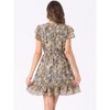 INSPIRE CHIC Women's Ruffle Sleeve Self-Tie V Neck Mini A-Line Floral Dress - 4 of 4