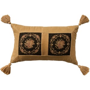 Mina Victory Vintage Floral Panels 13" x 22" Black Indoor Throw Pillow - 1 of 4