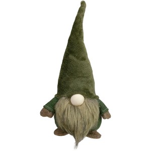 Northlight Chubby Sitting Gnome Christmas Figure - 17" - Green and Brown - 1 of 4