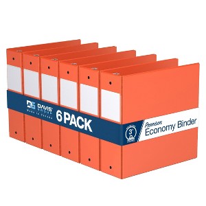 Premium Economy 3" Round Ring Binder 6pk Orange: Davis Group, Hard Cover, 600 Sheet Capacity, 2 Pockets, Polypropylene - 1 of 4