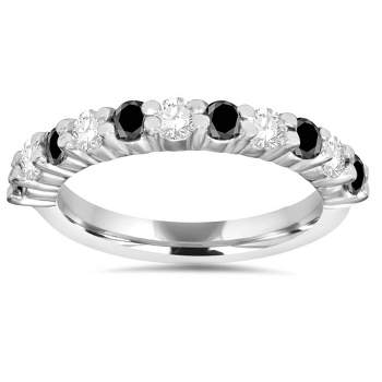 Pompeii3 5/8CT Black & White Diamond Wedding Ring 14K White Gold