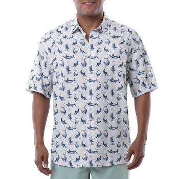 Guy Harvey Men's Short Sleeve Retro Billfish Printed Fishing Shirt, White, Small