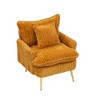 30.3'' Corduroy Single Chair Fashion Sofa with Solid Wood Frame, Ergonomic Backrest & Armrests and Gold Metal Legs - 3 of 4