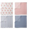 Bacati - Olivia Coral/Navy Muslin Buck/Feathers/Triangles Swaddling Blankets set of 4 - 3 of 4