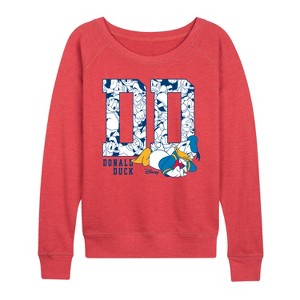 Women's - Disney - Donald Ears Lightweight French Terry Wide Neck Long Sleeve Graphic Shirt - 1 of 3