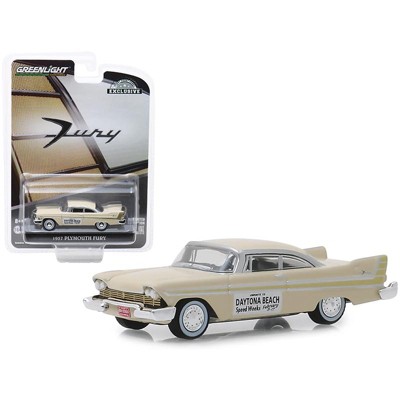 1957 Plymouth Fury Cream "Daytona Beach Speed Weeks February 3-17, 1957" 1/64 Diecast Model Car by Greenlight