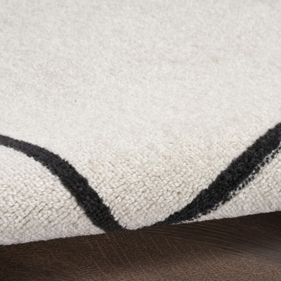 Nourison Essentials Double Bordered Ivory & Black Outdoor Rug