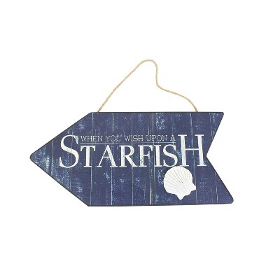Beachcombers Wish Upon A Starfish Printed Sign 14 x 0.55 x 6.5 Inches.