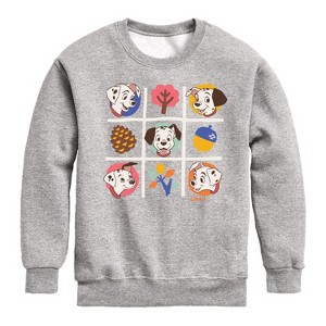 Boys' - 101 Dalmatians - Tic Tac Toe Grid of Puppies Graphic Long Sleeve Fleece Sweatshirt - 1 of 4
