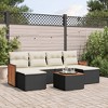 vidaXL 7 Piece Patio Sofa Set with Cushions Black Poly Rattan - Black and Cream With Table - 2 of 4