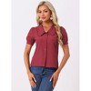 Allegra K Women's Peter Pan Collar Puff Short Sleeve Button Cuff Elegant Blouse - image 3 of 4