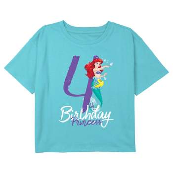 Girl's The Little Mermaid 4th Birthday Princess Crop T-Shirt