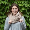 Pavilion Gift Company - Soft Beige -  Cable Knit & Faux Fur Infinity Scarf - Sweaters and Shawls - 2 of 4