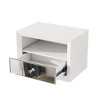 HomeRoots 13" White Wood And Mirrored Glass One Drawer Floating Nightstand - 4 of 4