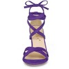 Allegra K Women's Open Toe Lace Up Strap High Block Heel Ankle Sandals - 2 of 4