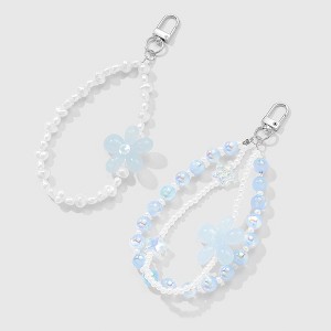 Anna-Kaci 2-Piece Blue Beaded Keychain with Flower Charm and Silver Star Accents - Light Blue - 1 of 4