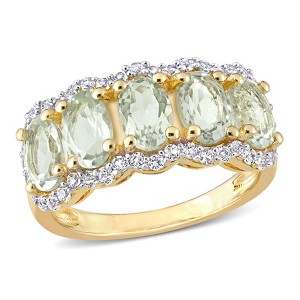 EVERLY JEWELRY | Yellow Plated Sterling Silver 2 1/2 CT TGW Green Quartz White Topaz Fashion Ring - 1 of 4