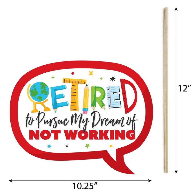 Big Dot of Happiness Funny Teacher Retirement - Happy Retirement Party Photo Booth Props Kit - 10 Piece, 5 of 6