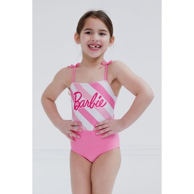 Barbie Little Girls One Piece Bathing Suit Pink / White 6 — фото 2