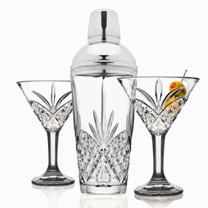 Godinger Silver 3pc Dublin Crystal Shaker and Martini Set - 1 of 4
