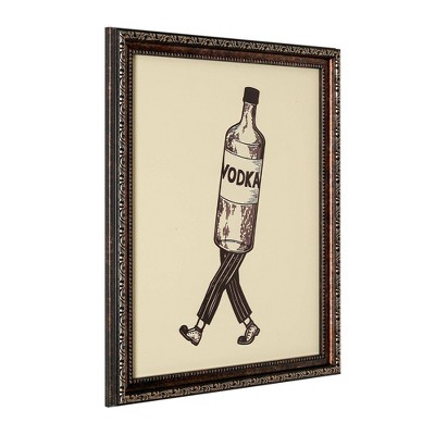 Walking Vodka Printed Glass Framed Wall Art